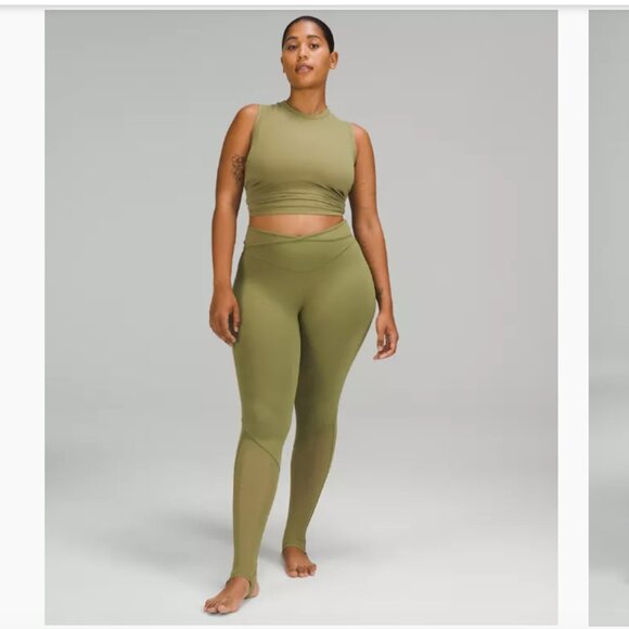 Lululemon Like New Crisscross Mesh Stirrup Legging in Green - Size 14 - Picture 4 of 10